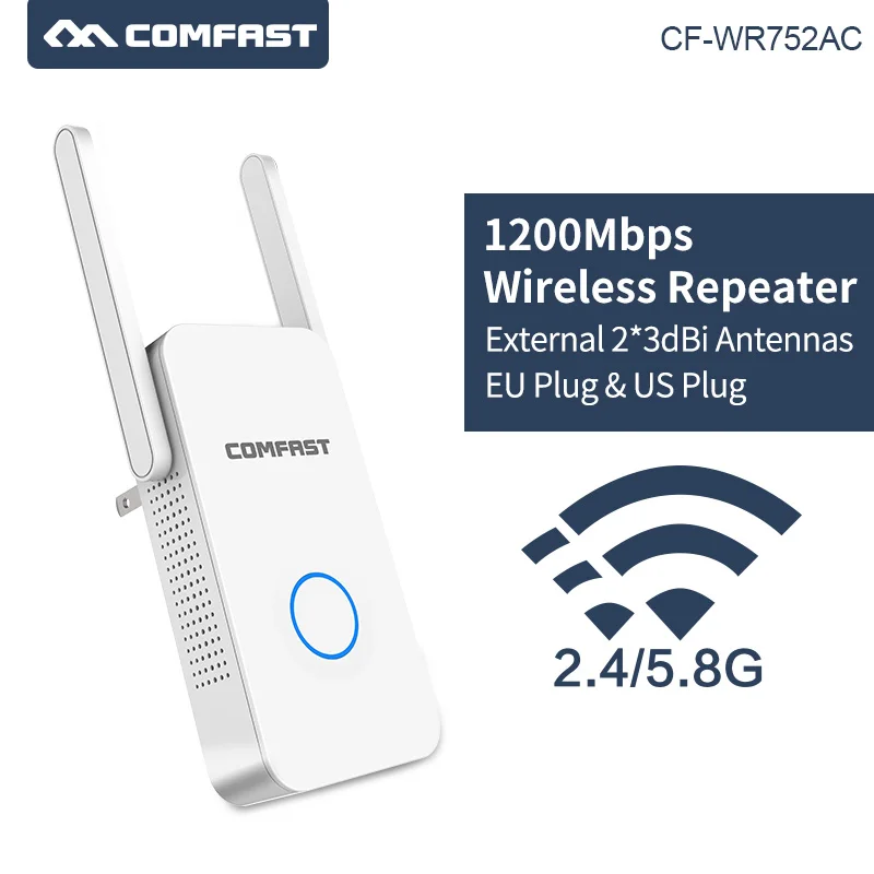 

Long Range Wlan Wi-fi amplifier AC 1200mbps Wifi Repeater Access point Dual Band 5Ghz Wireless WiFi router 2 External Antennas