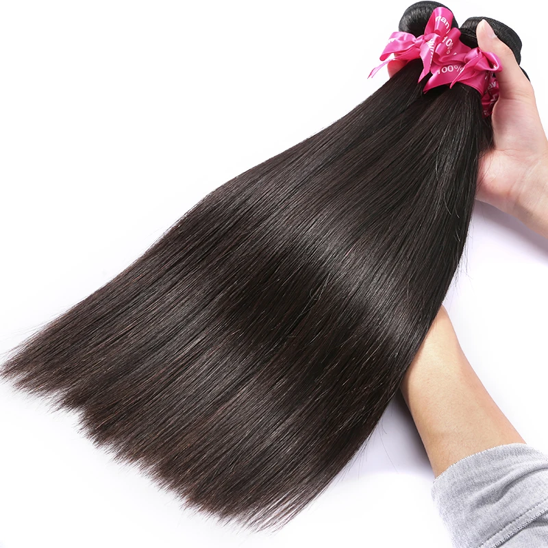 4 pacotes natrual reta extensões de cabelo
