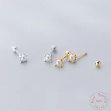 Минималистский стерлингового серебра 925 для женщин простой жемчужный маленькая серьга серьги золотистого цвета модные женские подарки ювелирные изделия