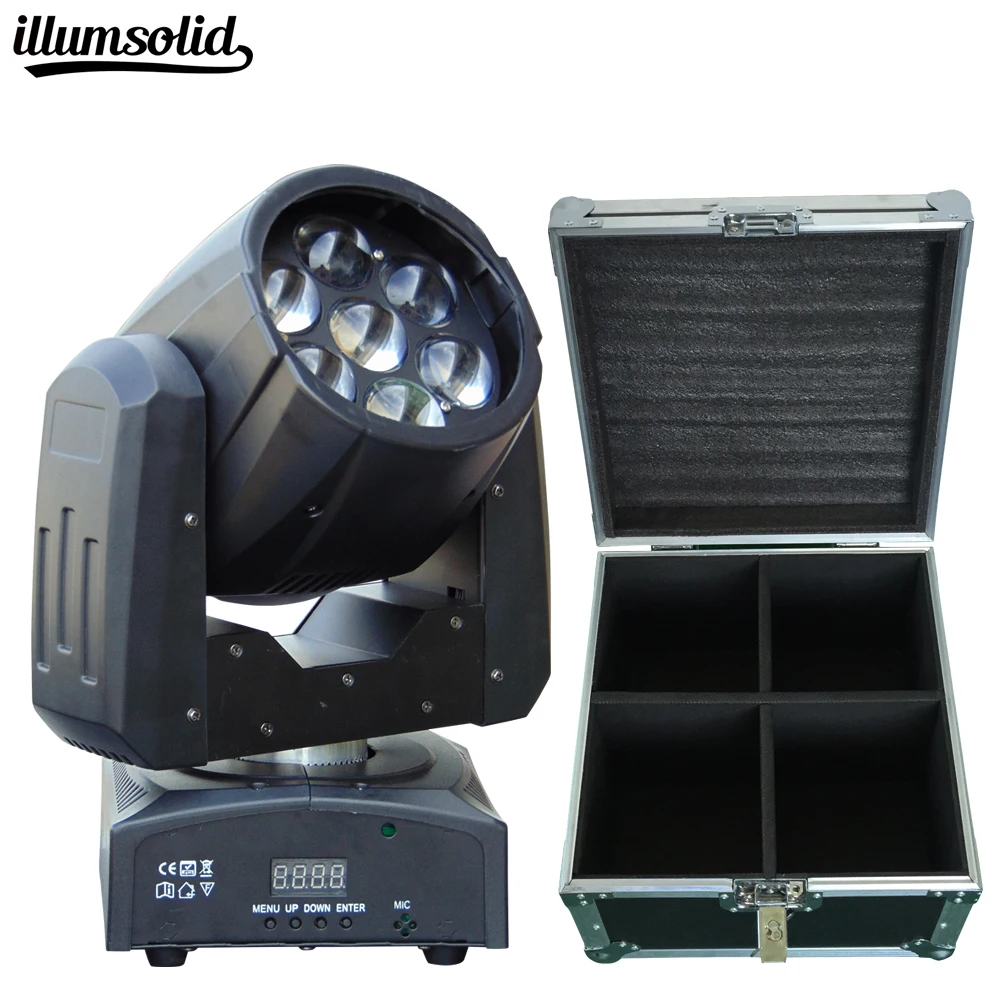 4 шт. 7X12W led RGBW 4in1 zoom lights + чехол для полета LED wash dmx512 disco профессиональное dj