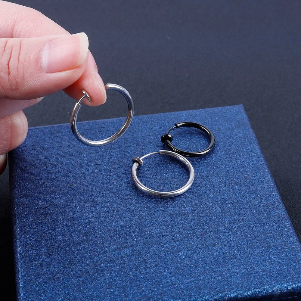 Серьги клипсы без отверстий серебристые круглые серьги из нержавеющей стали для