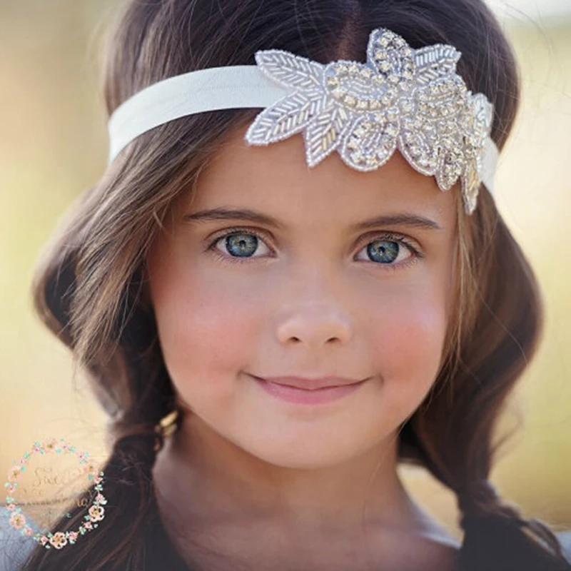 

Fashion Kids Girls Newborn Pearl Flower Leaves Headband Rhinestone Headband Wedding Photo Props Princess Hair Accessories