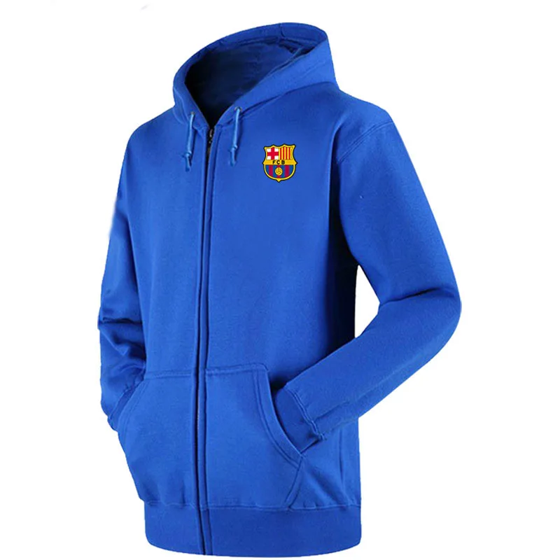 

Barcelona Men's and Women's Unisex Velvet Zipper Sportswear Solid Simple Logo Jackets 3 Colors Red/black/blue