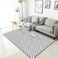 Современный мягкий коврик для гостиной современный черно-белый геометрический кривой ковер для спальни мягкий ковер для Кабинета
