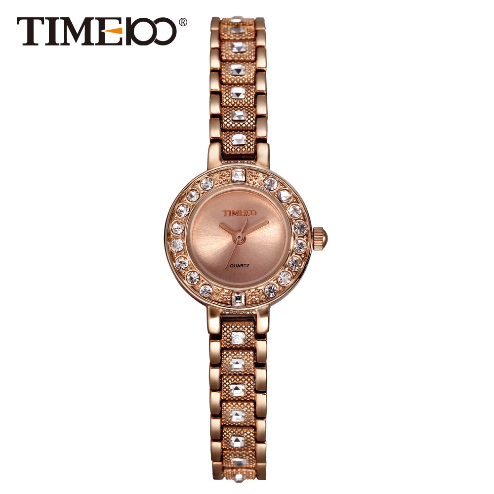 TIME100 Fashion Luxury Women Quartz Watch Diamond Dial Gold Alloy Strap