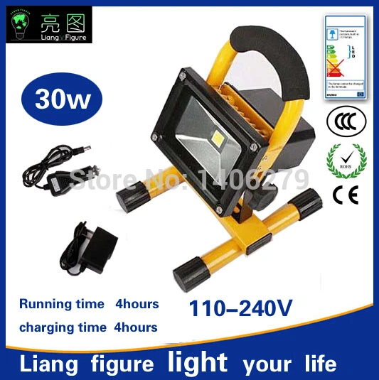30 Вт 4 часа LED Портативный Перезаряжаемые Spotlight AC110-240V белый светодиодные Открытый аварийного встроенный светодиод прожектор
