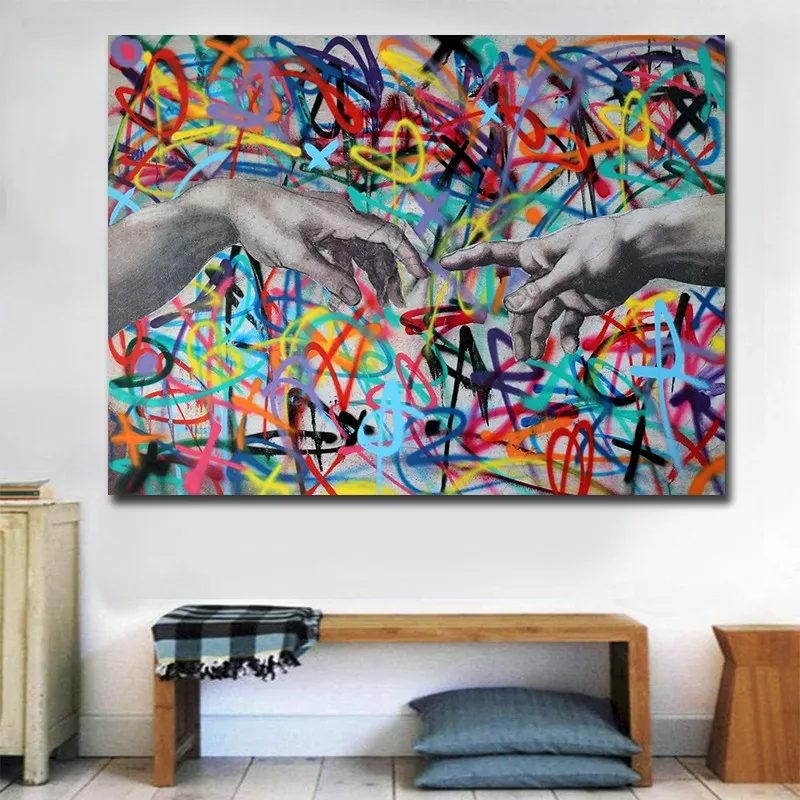 

Poster Vintage Canvas Painting Modern Abstract Two Hands Wall Art Living Room Print Picture Home Decoration Fashion Cuadros