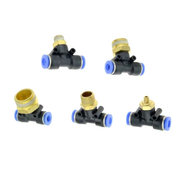

Air Connector Fitting T Shape Tee 6mm 8mm 10mm 12mm 4mm Hose Pipe to 1/8" 1/4" M5 3/8" 1/2" BSPT Male Thread Pneumatic Coupler