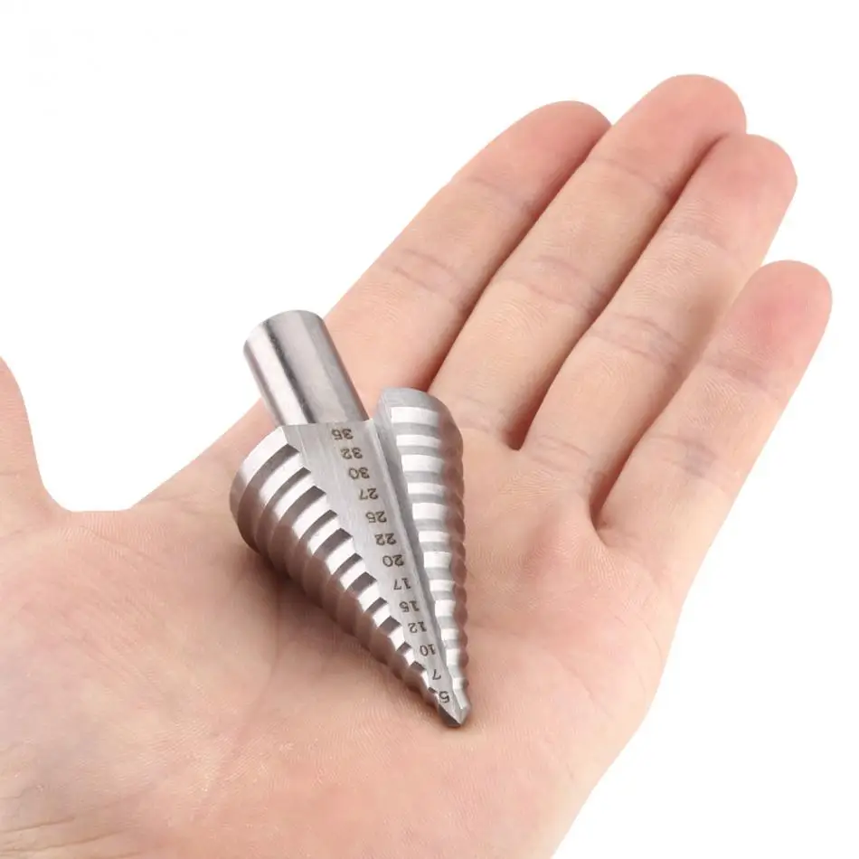

5-35mm High Steel Grooved Step Drill Bit 13 Steps Woodworking Wood Metal Hole Drilling Step Cone Cutter Tools Hand Tools