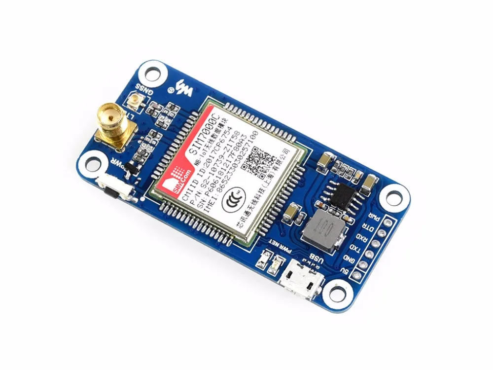 NB-IoT/eMTC/EDGE/GPRS/GNSS шляпа для Raspberry Pi, основанная на SIM7000E, доступна только в Европе