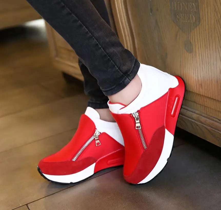 

Autumn new large size canvas shoes women's fashion wild increase casual red student single shoes tide