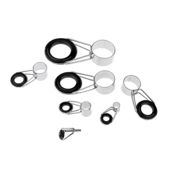 

7Pcs Steel & Ceramic Fishing Rod Guides Rod Repair Kit DIY Rod Tip Eye Rings 7 Mixed Sizes Fishing Rods Accessories