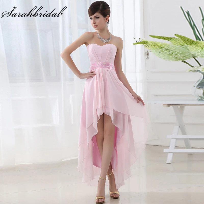 Возлюбленной невесты платья шифон Розовый Белый Синий Короткие оборками Кристалл Выпускной вечерние платья Vestido De Formatura SLD013