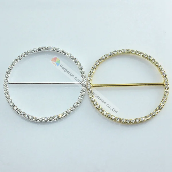 

20pcs 57mm Round clear crystal rhinestone slide buckles in Gold Silver with SS12 3mmcrystals For DIY Browbands Chair Sash Buckle