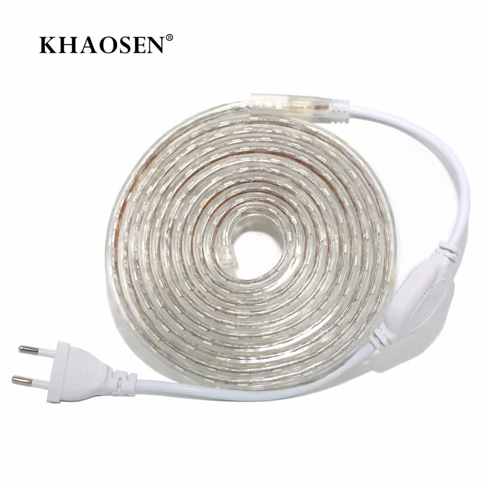 buy 5050 LED Strip 220V Waterproof Flexible LED light Tape 220V lamp Outdoor String 1M 2M 3M 4M 5M 6M 7M 8M 10M 12M 15M 20M 25M 35M