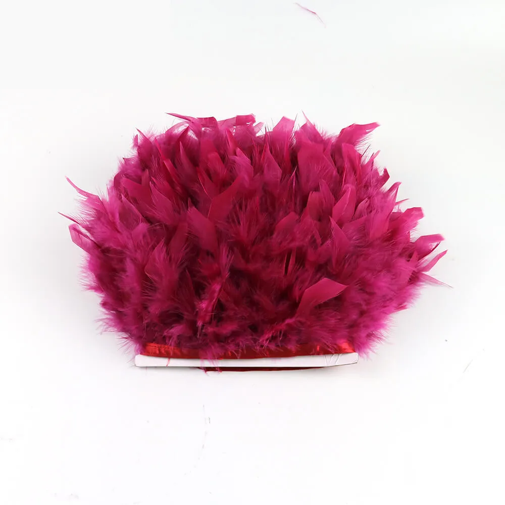 1M Dyed Leather Pink Turkey Feather Fringe Trim 6-8inches Chandelle Marabou Feather Trimming Skirt Dress Decoration SD62 (9)