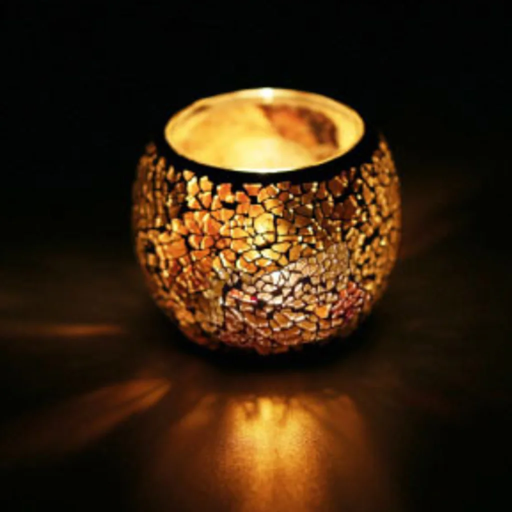 Mosaic Glass Votive Candle Tea Light Candelabra Candlestick Mood Light Lamp Shade Scented Candleholder Festive Decor 5-set