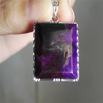 

South African Purple Natural Stone Pendant Rectangle Bead Crystal Necklaces Suspension Natural Sugilite Pendant 27*21*8mm