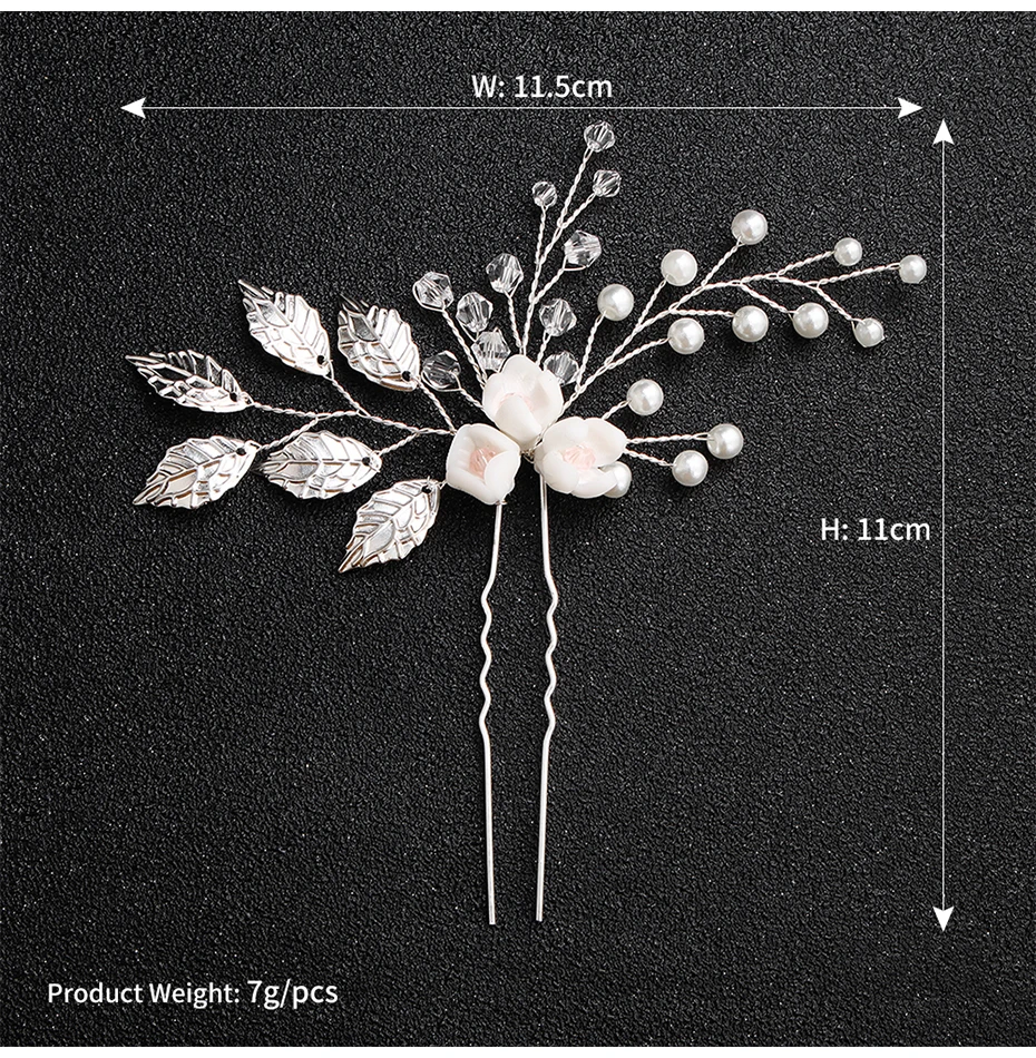 Miallo новейший белый цветок Серебряный цвет листья ручной работы свадебные шпильки для волос Заколки ювелирные аксессуары Кристалл Головные уборы