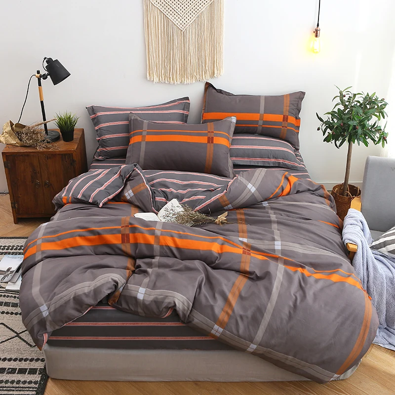 

Classic Bedding Set Striped Room Decoration Twin Full Queen King Size (Duvet Cover+ Bed Flat Sheet + Pillow Case)