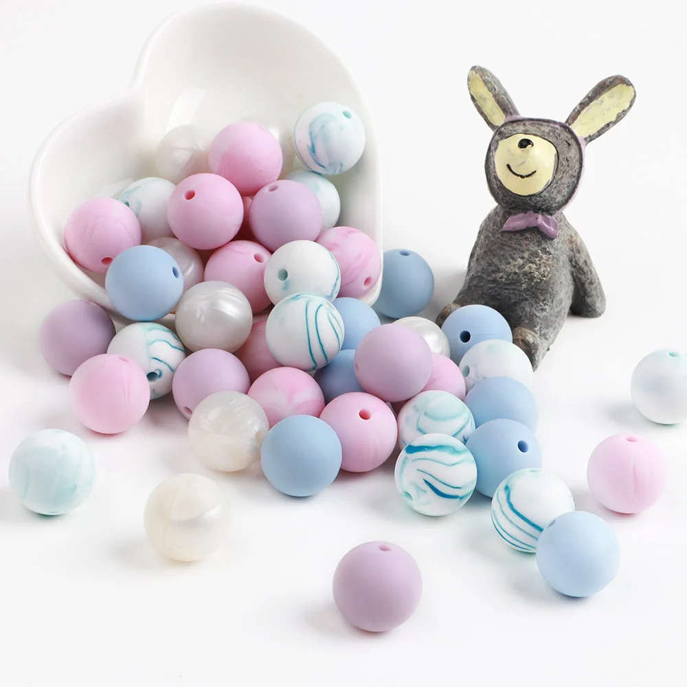 buy TYRY.HU 10PC 15MM Silicone Beads Baby Teething Food Grade Silicone Round Beads For DIY Necklace Chews Pacifier Chain Clips toys