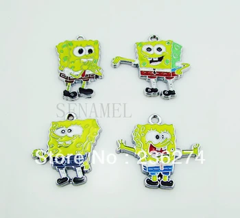 

M14 Wholesale Mix 100Pcs Alloy Metal Enamel SpongeBob charm pendant DIY hang charms accessories