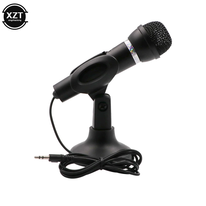 Компьютер ноутбук настольный микрофон KTV-307 провод караоке ручной микрофон 3,5 мм микрофон с основанием для поет и записывает