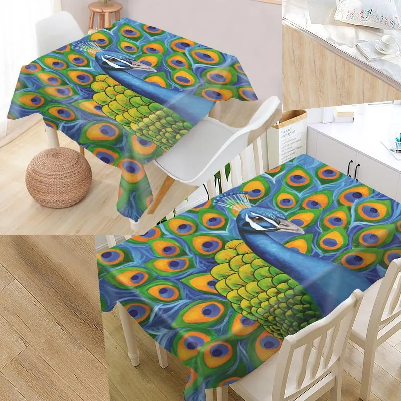 tablecloth Пользовательские павлин Современная пылеотталкивающая скатерть высокого качества скатерть с принтом все для дома и кухни - Цвет: tablecloth