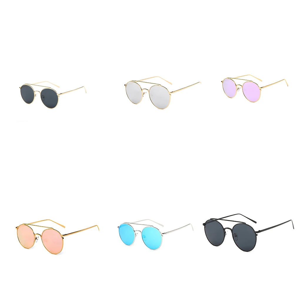

Hot Sale Women Circle Round Double Bridge Metal Frame Sun Glasses UV Protection Shades Eyewear Female Hiking Sunglasses