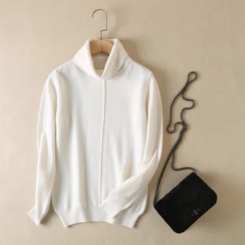 

Spring Autumn Turtleneck Long Sleeve Pullovers Women Solid Color Knit Sweater Mujeres Sueter