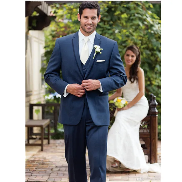 Custom Made Wear Navy Blue Suit Groom Tuxedos Grooms Men Mens Custom Made Wear Navy Blue Suit Groom Tuxedos Grooms Men Mens Suits Traje De Novio Azul