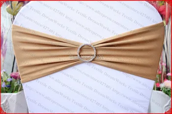

Old Gold Single Layer Spandex/Lycra/Expand Bands/Covers With One Row Round Diamond Buckle&Pin For Wedding Party Decorations