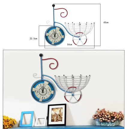 Винтажные настенные часы в средиземноморском стиле, декоративные настенные украшения для гостиной, стильные креативные настенные украшения для велосипеда - Цвет: 4
