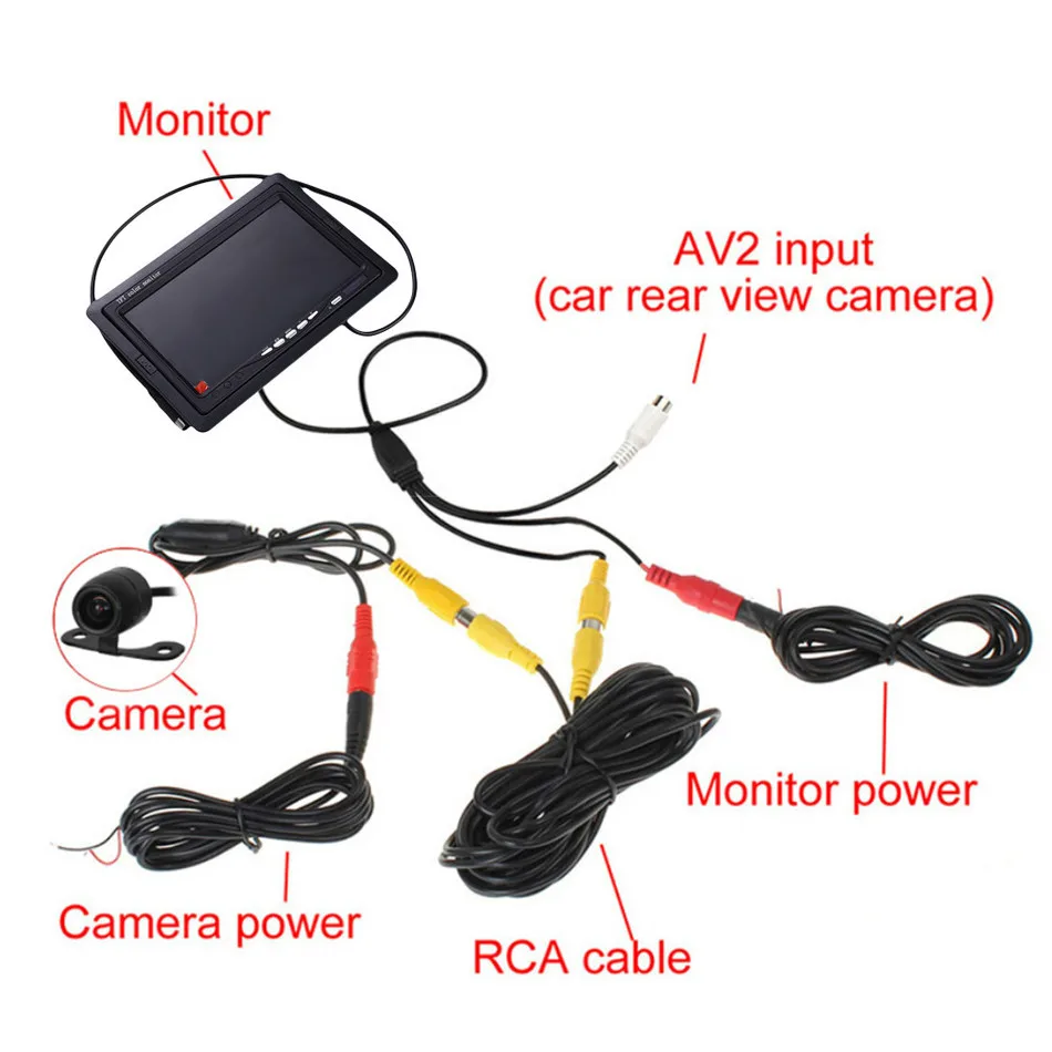 HD " дюймовый цветной TFT lcd автомобильный монитор заднего вида CCTV монитор дисплей с 2 каналами видео вход для DVD VCD камера заднего вида