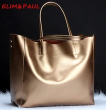 ELIM & PAUL Frauen Echtem Leder Handtaschen Große Einkaufstasche Hohe Qualität Ledertaschen Frauen Silber Blau Damen Schulter Hand taschen