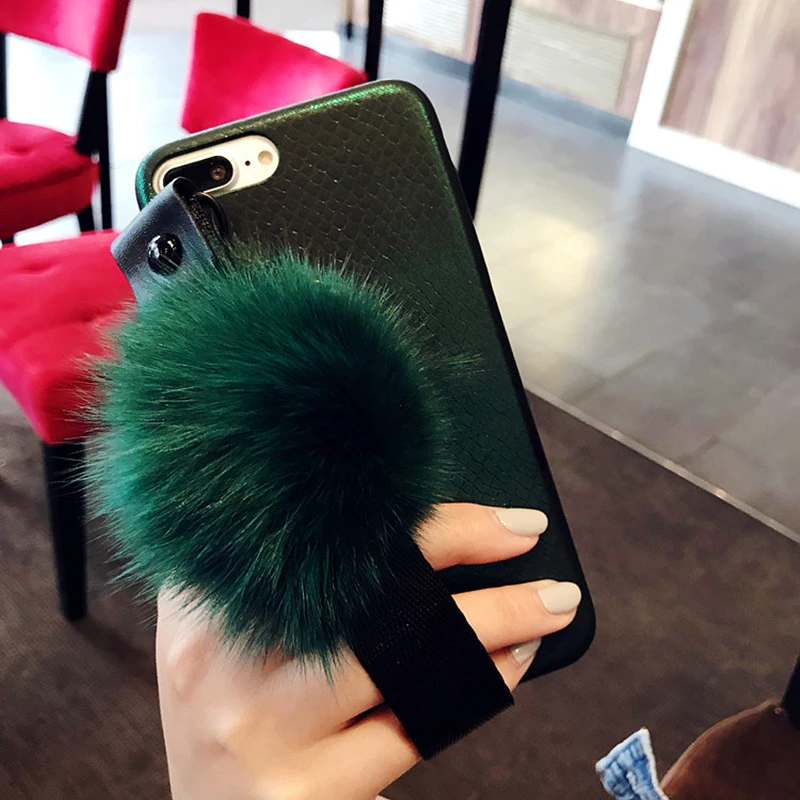 Aoweziic South Korean mobile phone shell with 6S For iPhoneX XS Plush winter lanyard 7plus soft woman I8 personality fashionista