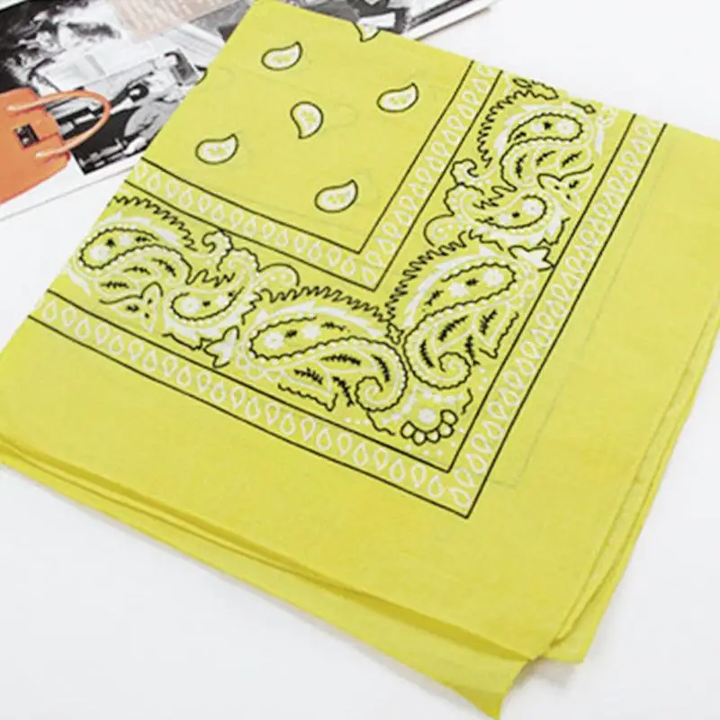 Открытый езда платок с принтом хлопок браслет хип-хоп стиль головной убор платок Прямая поставка#137 - Цвет: Цвет: желтый