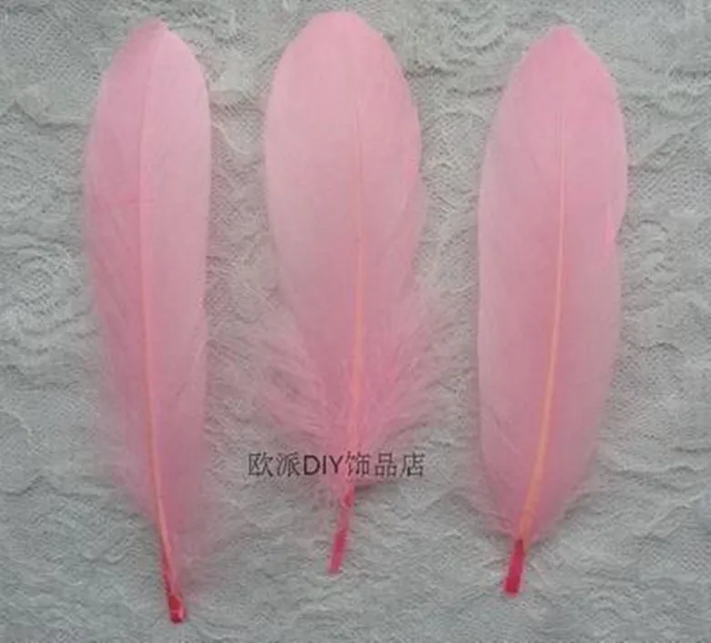 

New Stylish Hot Sale 500pcs/lot 15-20cm pink Natural Feather Goose For Craft/ Hats/Floral Arrangement Material Accessories