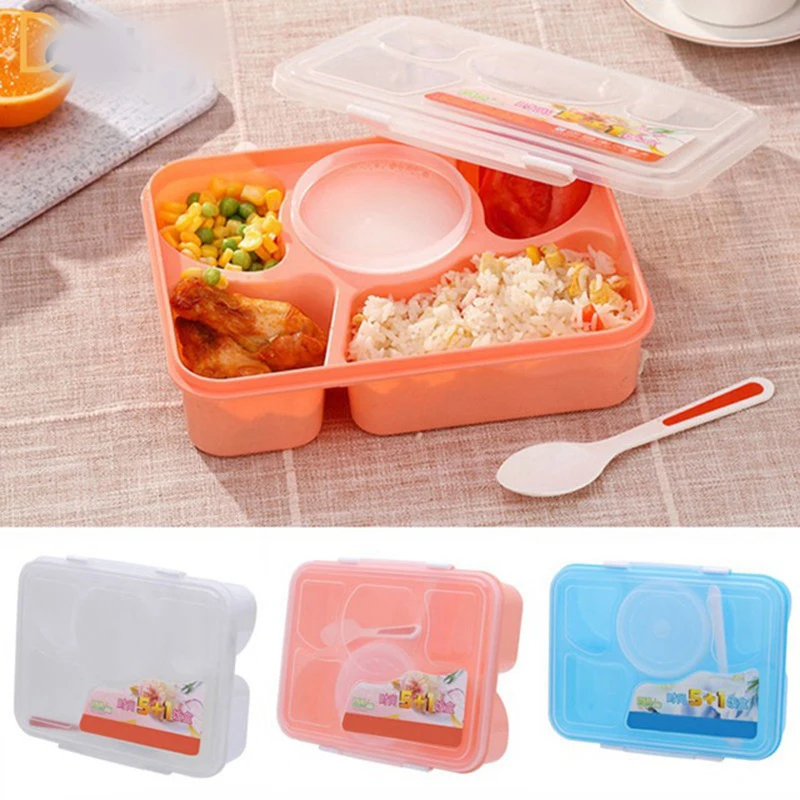 

1170ml Portable Microwavable Bento Lunch Box with Spoon Large Capacity Bento Food Container Storage Lunch Dinnerware Set