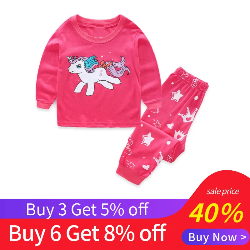 

SAILEROAD 2-7 Years Girls Unicorn Pajamas Sets Baby Girl Long Sleeved Sleepwear Suits Children Clothing Kids Clothes for Autumn