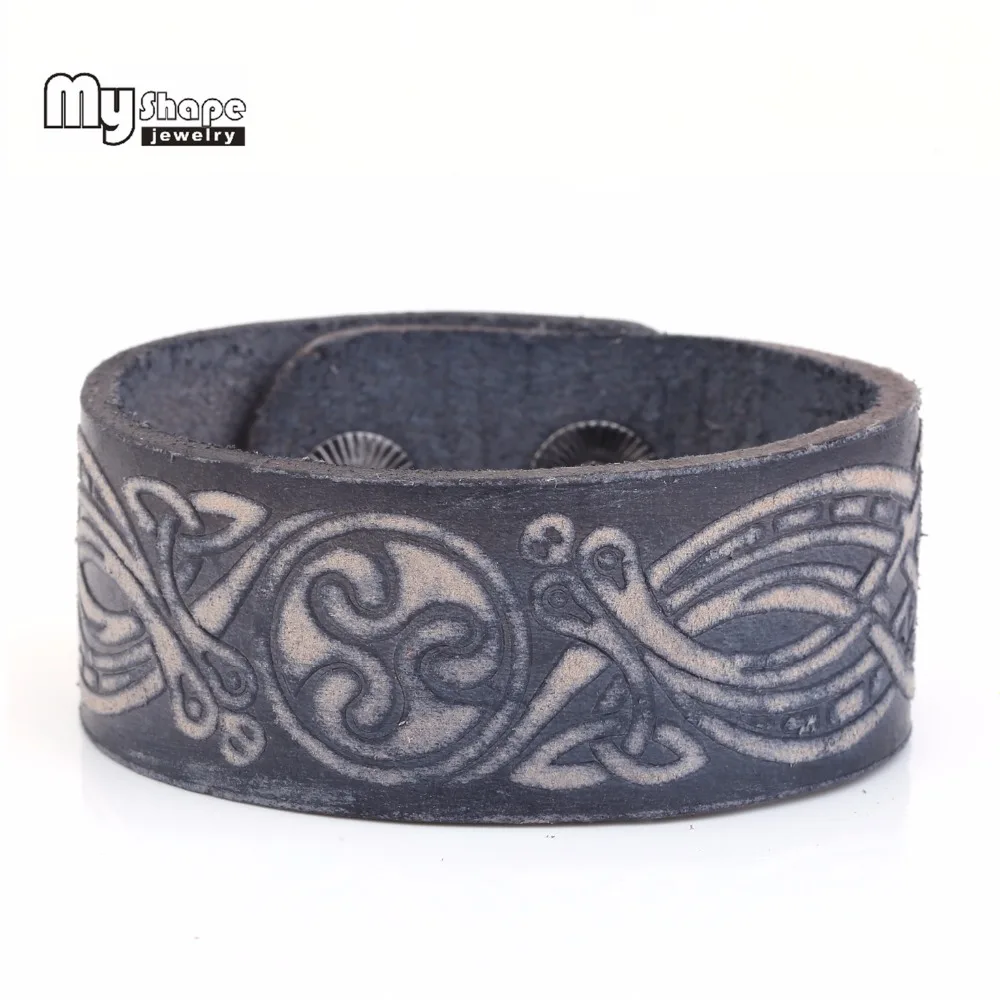 

my shape Chinese Dragon Totem Double Safe Snap Button Jewelry Genuine Leather Bracelet for Women indian jewelry Love Bangles