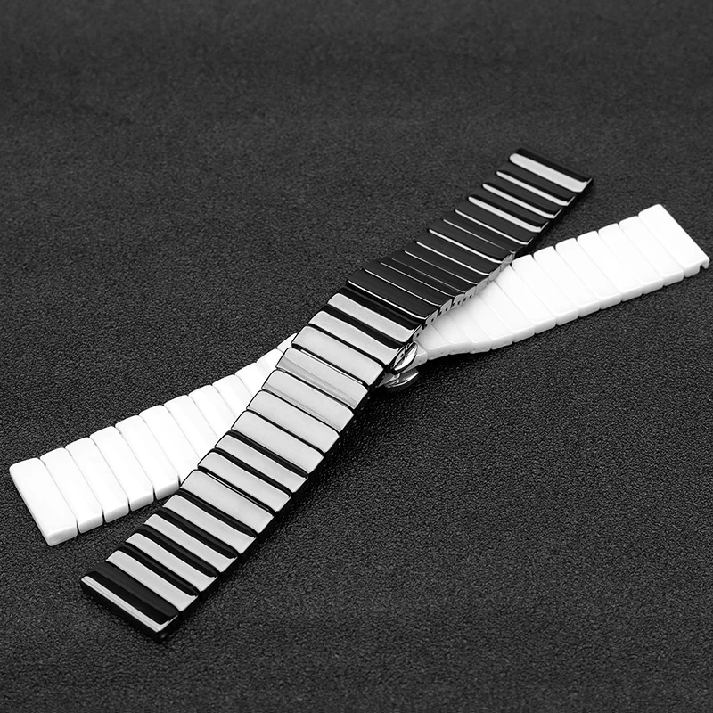 

For Lenovo watch 9 Ceramic strap adjustable Folding buckle Smooth ceramic replacement strap Compatible band width 20mm watch