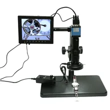 Câmera hd 2.0 MP câmera microscópio industrial de alta-velocidade de 30 quadros de saída VGA + 180X C-montagem Da Lente + stents + LED Light + tela de 8 polegada