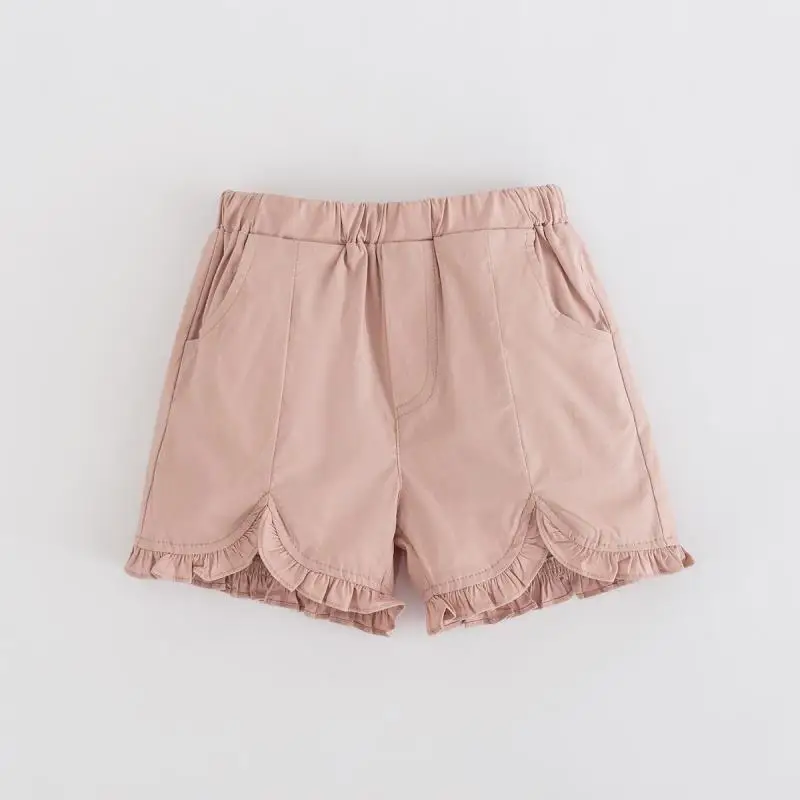 Детский с бантиком для девочек, шорты средней длины с оборками, штаны милые летние розовые, синие, белые штаны для малышей