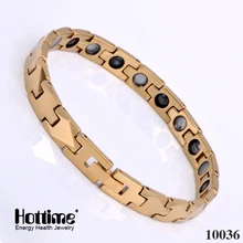 Nueva moda pulseras De Cerámica turmalina germanio infrarrojos carburo bio magnético Chapado En oro filled pulseras de tungsteno de las mujeres