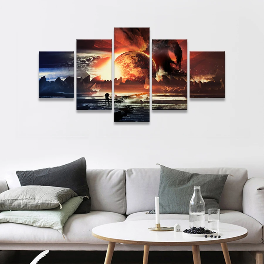 

Modular Picture Wall Art HD Print 5 Pieces Abstract Earth Canvas Painting Home Children Little Boy Room Decor