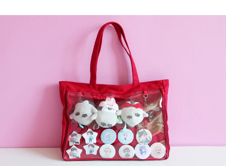 Новые милые прозрачные холщовые сумки itbag, прозрачная сумка через плечо, женская сумка, женская сумка для покупок, аксессуары для аниме