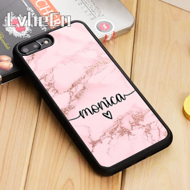 LvheCn персонализированный розовый золотой мраморный чехол для iPhone 11 12 Pro X XR XS MAX 5 6 7 8