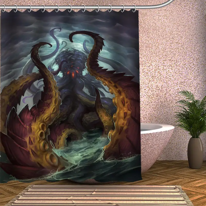 

Cthulhu Monster Octopus Customize Shower Curtain Bath Accessories Personalized Waterproof Bathroom Curtains
