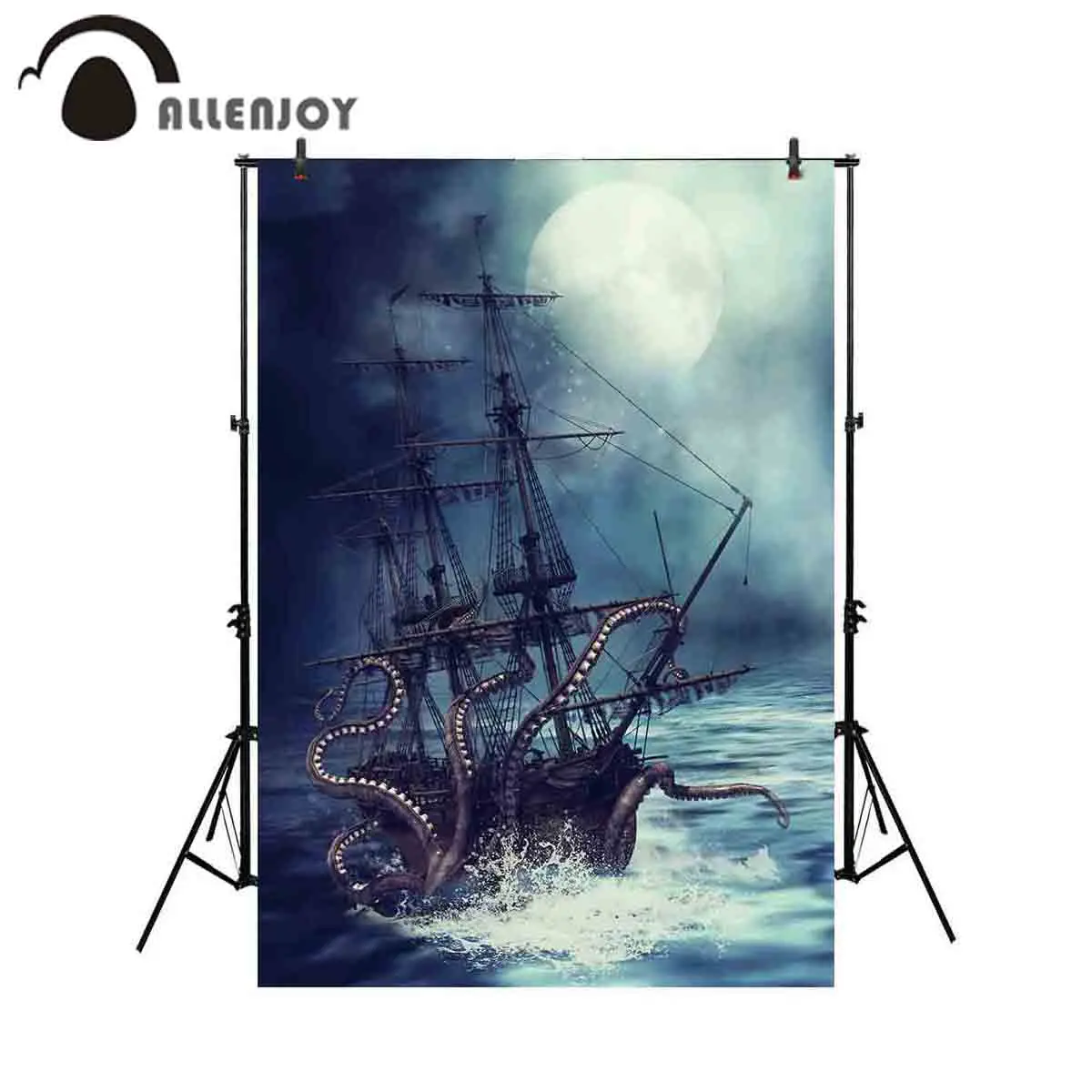 Фон для профессиональной фотосъемки Allenjoy Пиратский Корабль Огромный Осьминог